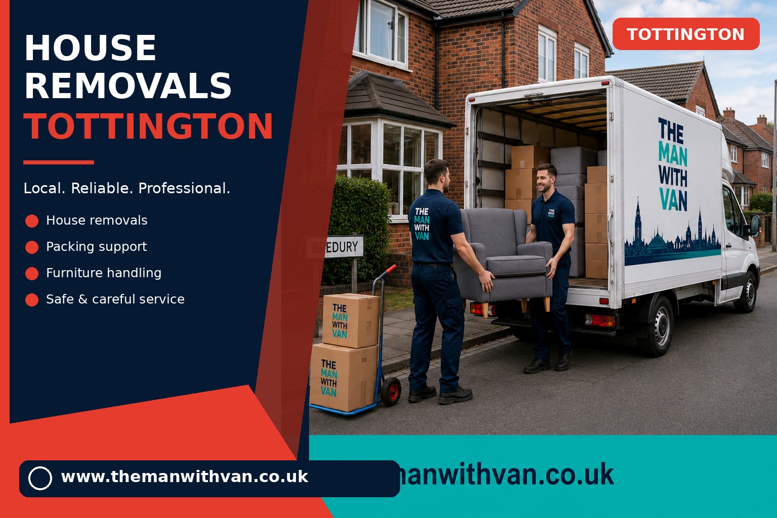 Movers carrying furniture during a Tottington house removal
