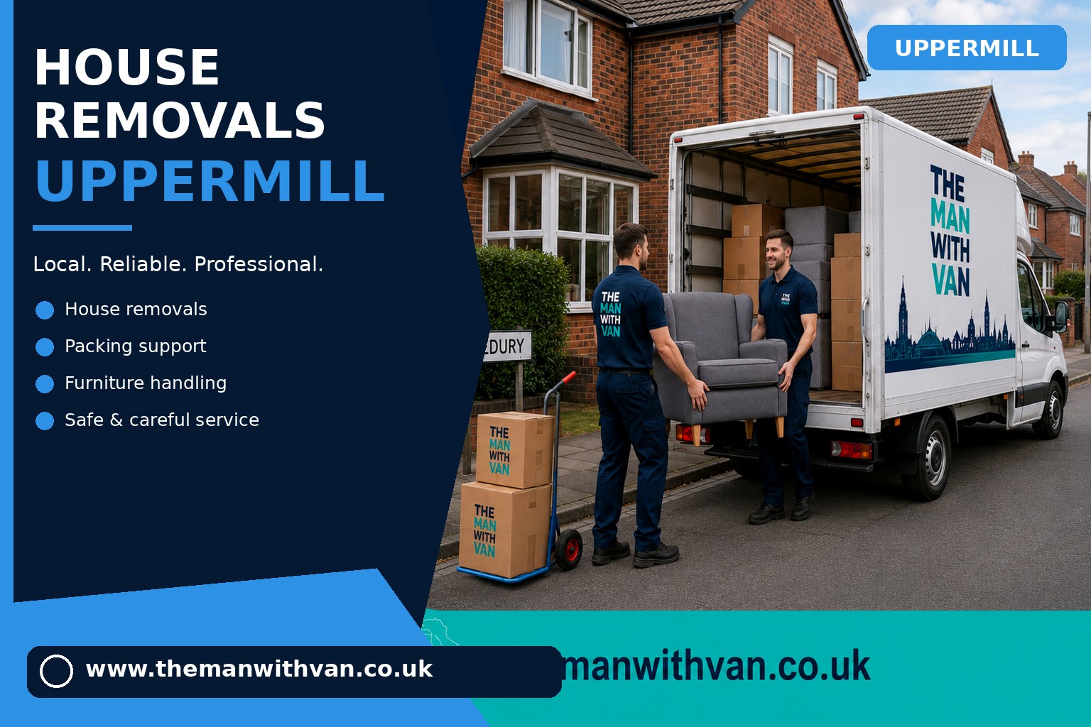 Movers carrying furniture during an Uppermill flat removal