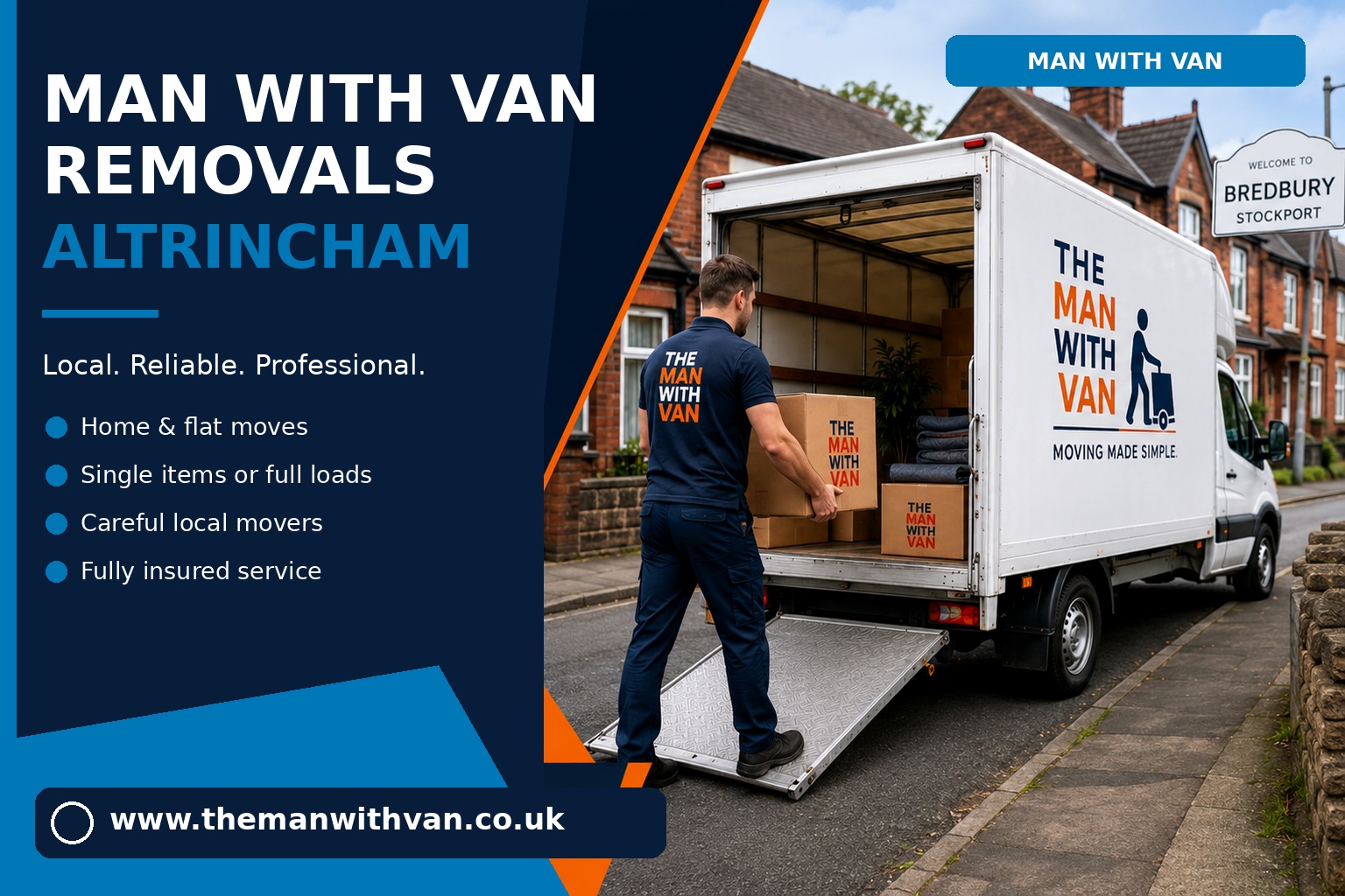 White removal van parked for an Altrincham house move