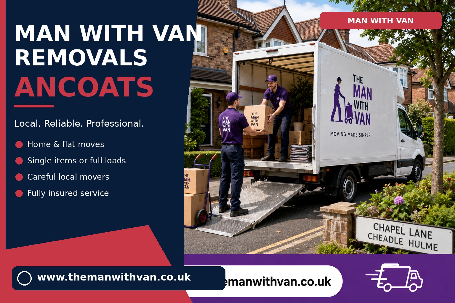 Removal van ready for an Ancoats apartment move