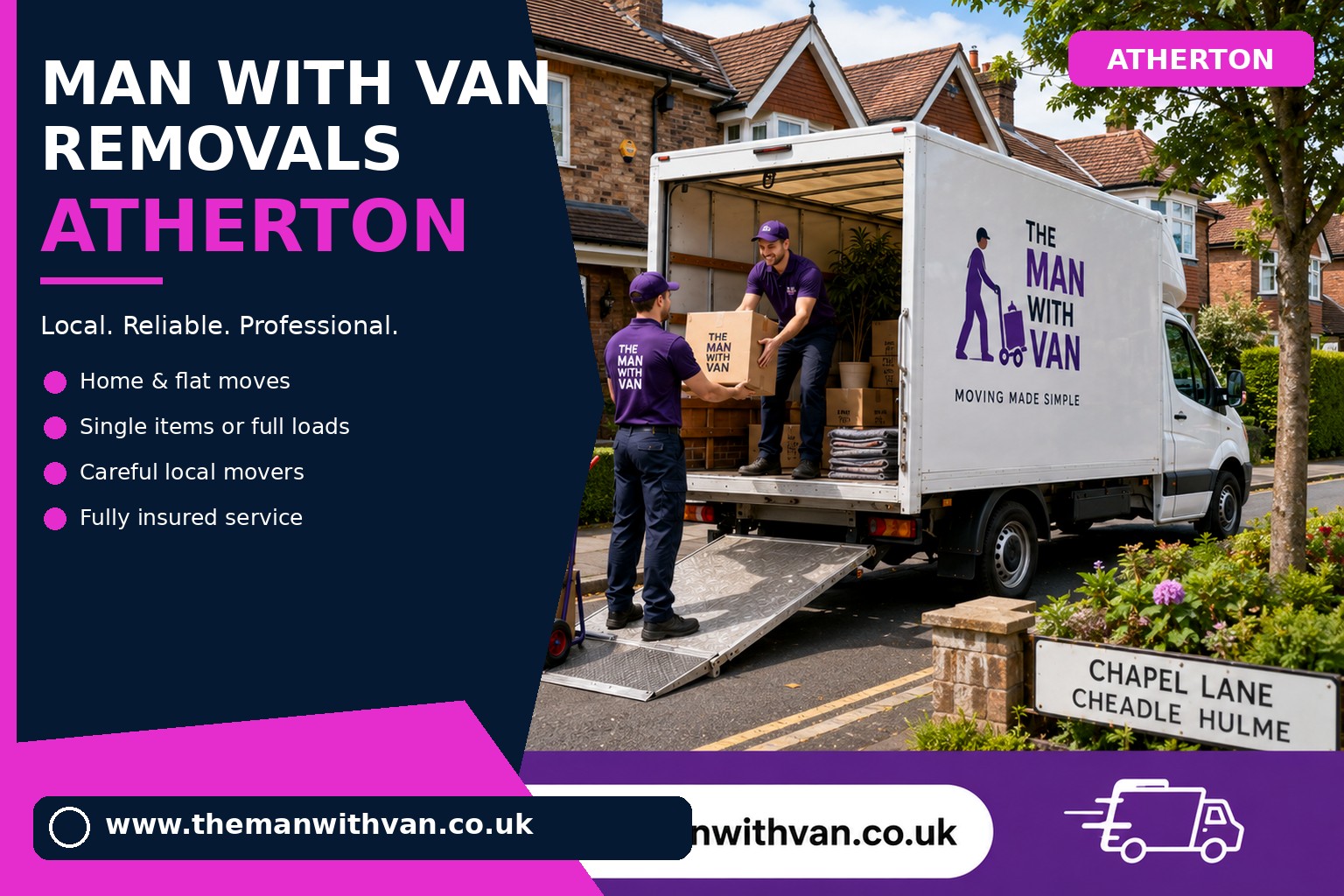 Removal van ready for an Atherton M46 house move