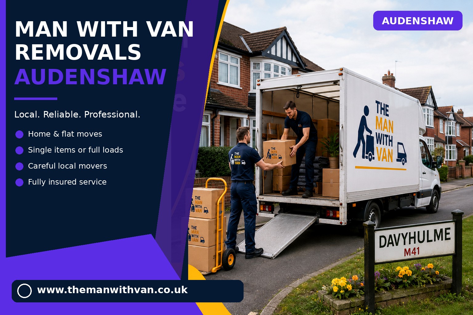 Removal van ready for an Audenshaw home move