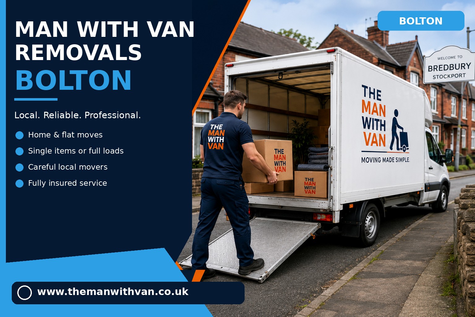 Removal van ready for a Bolton house move
