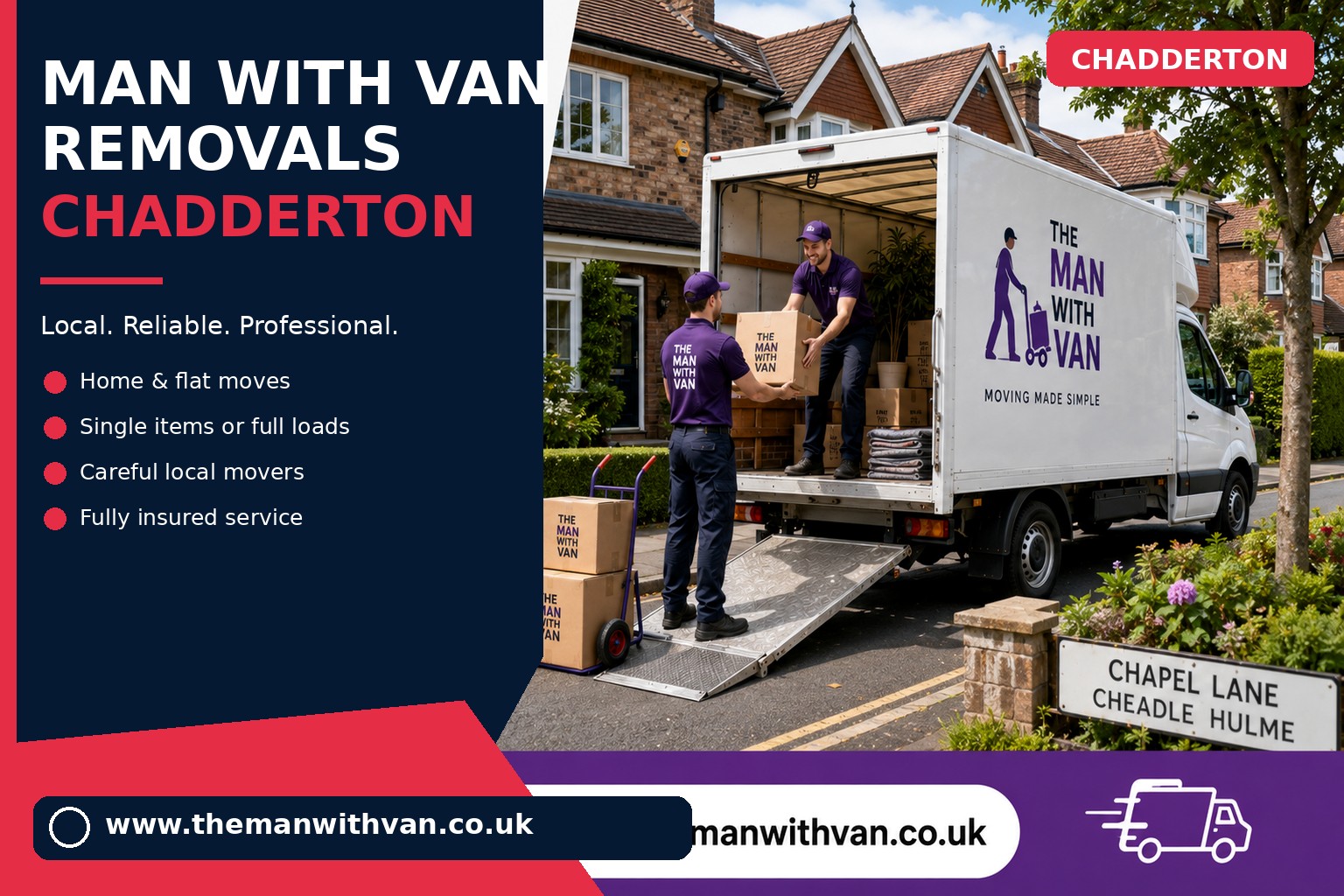 Removal van ready for a Chadderton OL9 flat move