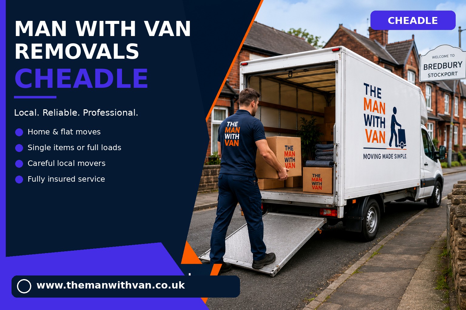 Removal van ready for a Cheadle house move