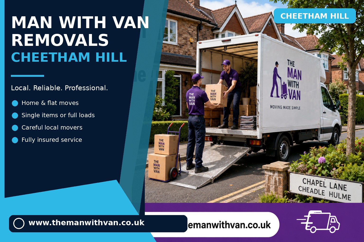 Removal van ready for a Cheetham Hill home removal