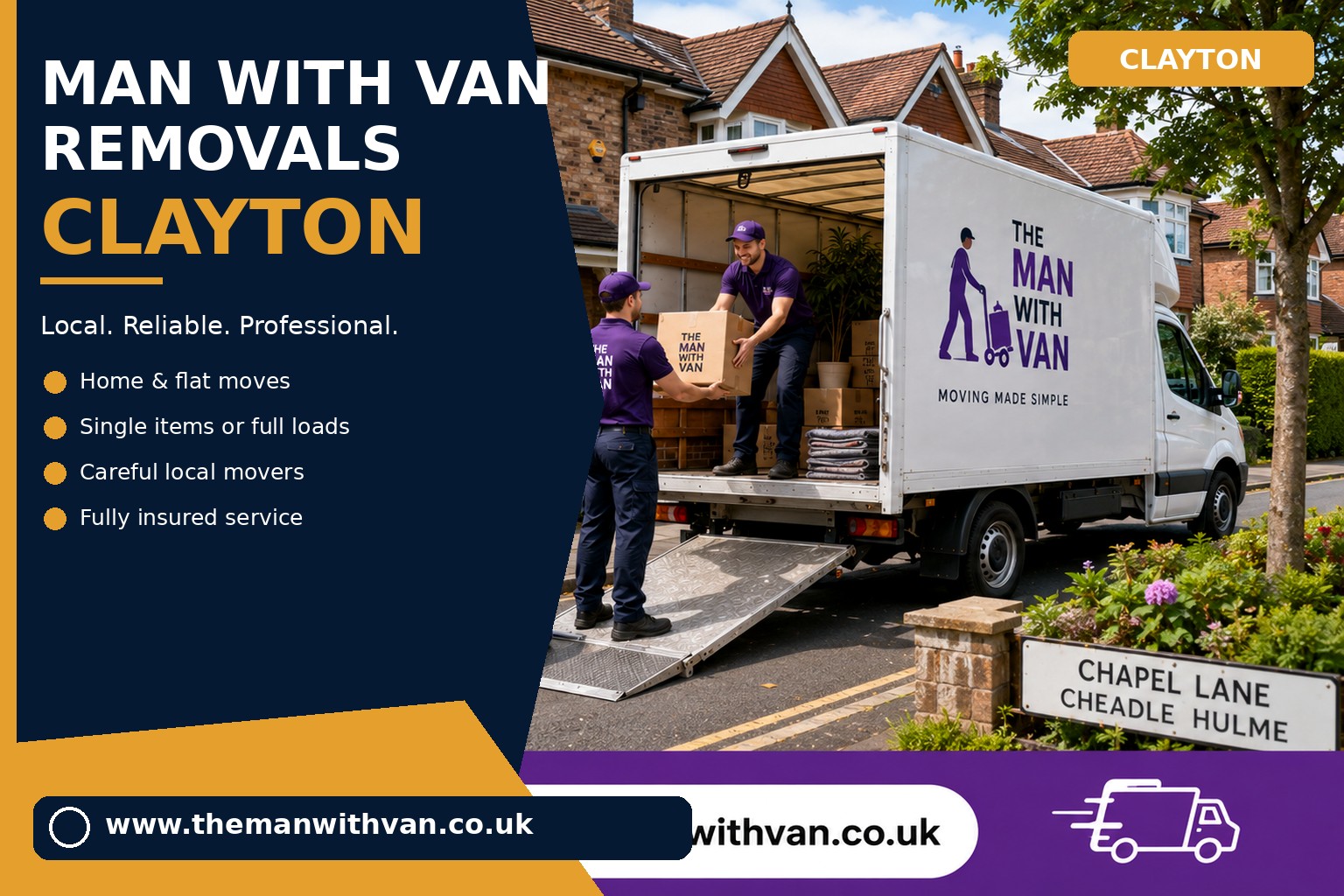 Removal van ready for a Clayton M11 flat move