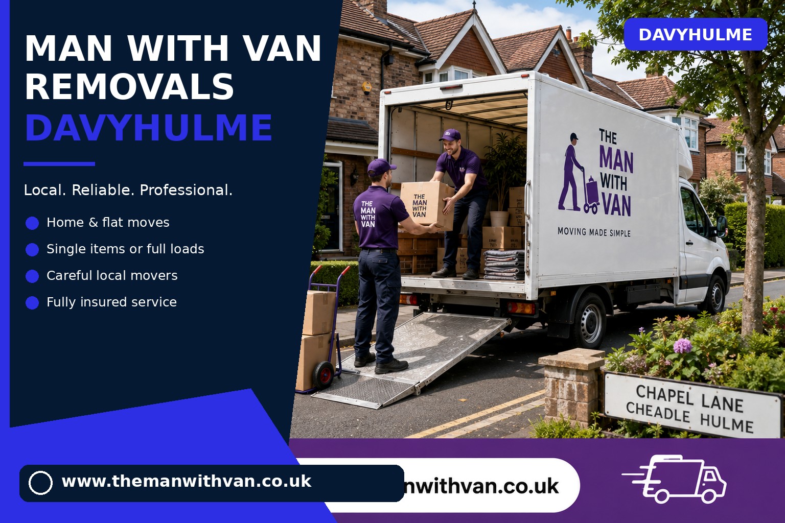 Removal van ready for a Davyhulme house move