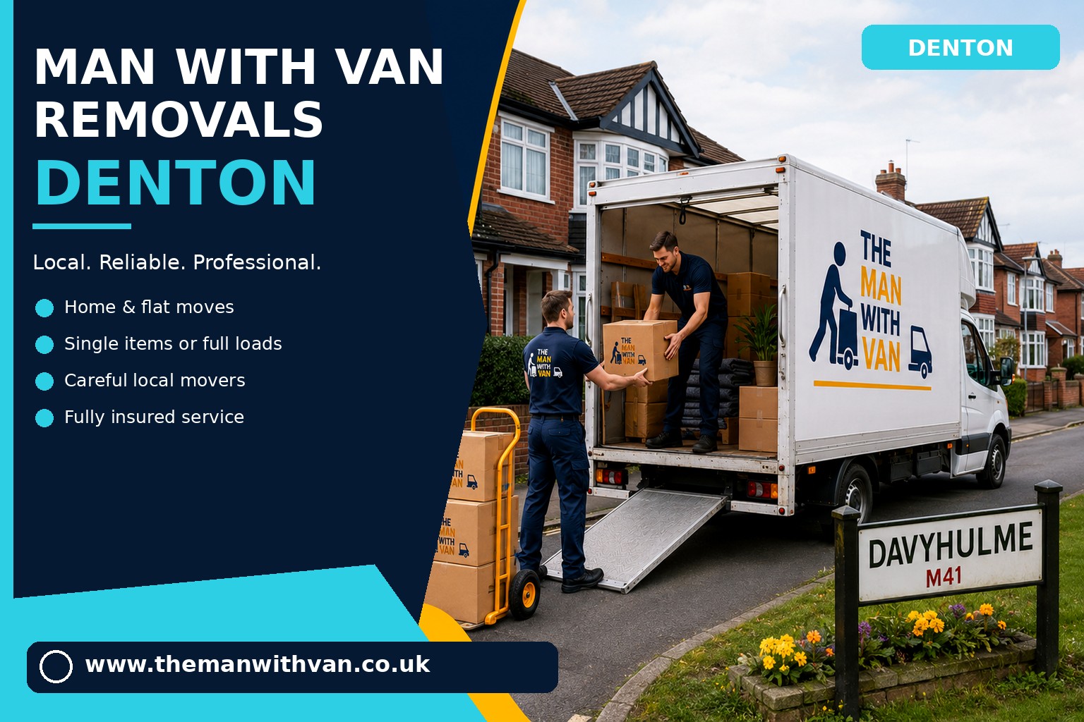Removal van ready for a Denton home move