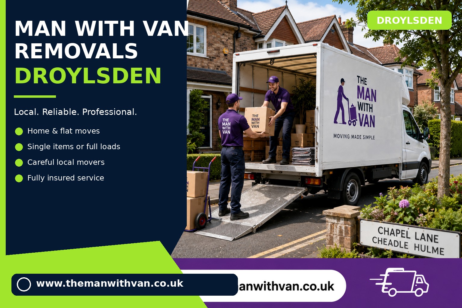 Removal van ready for a Droylsden home move