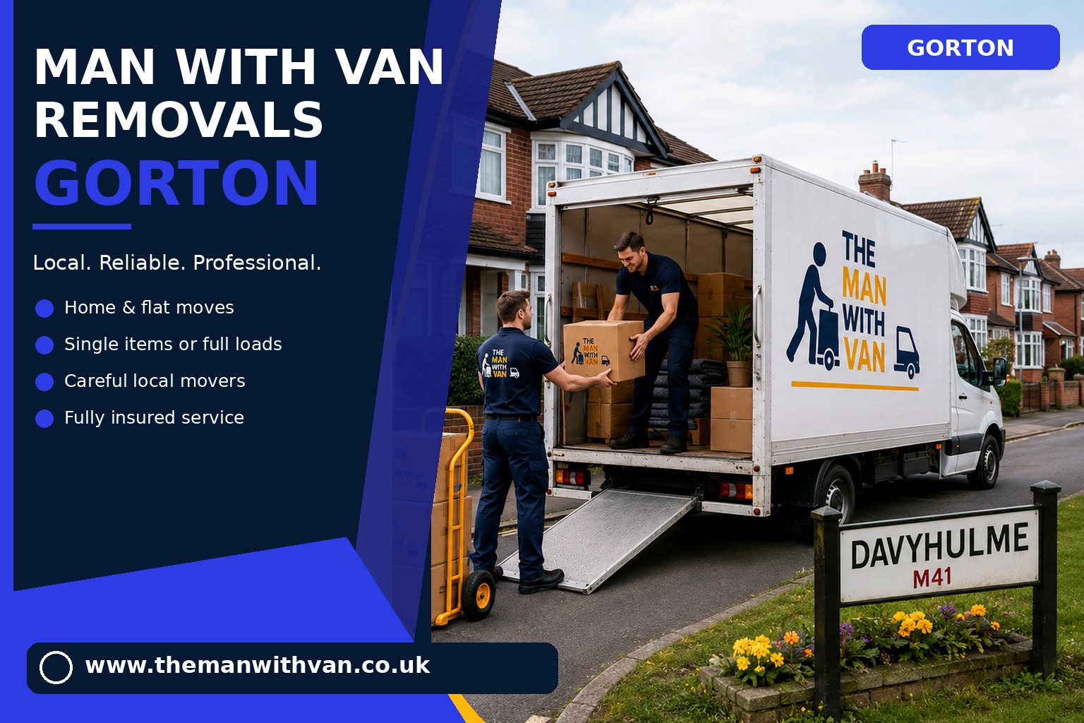 Removal van ready for a Gorton M18 house move