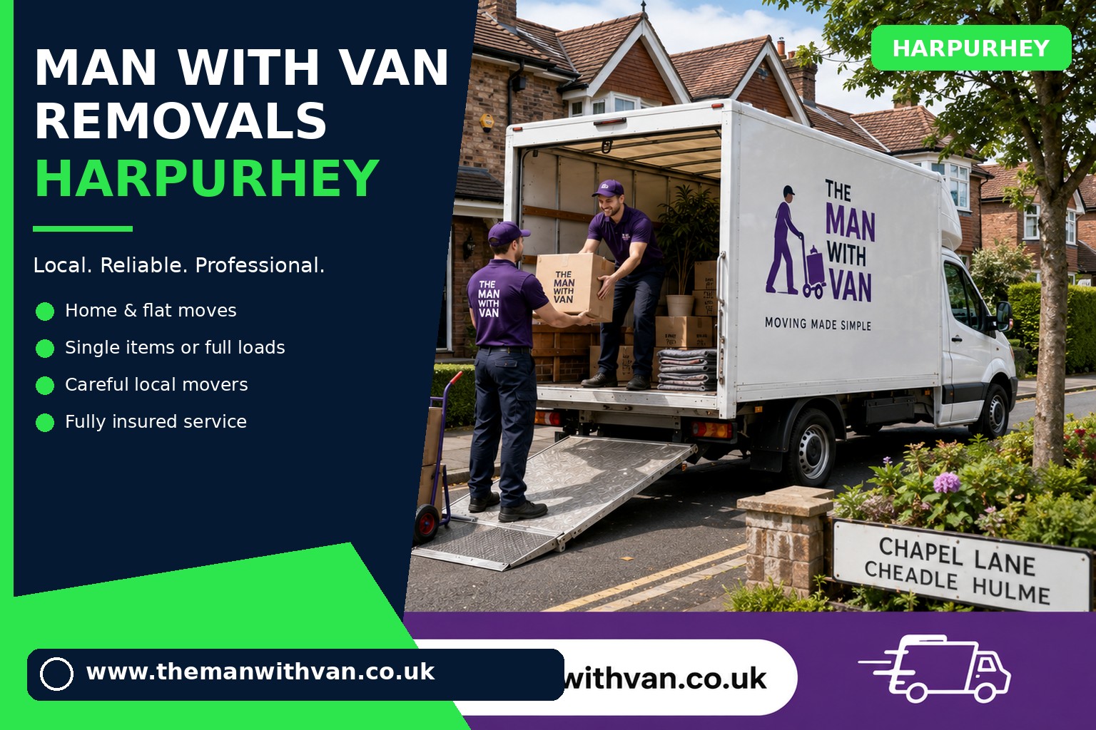 Removal van ready for a Harpurhey M9 house move