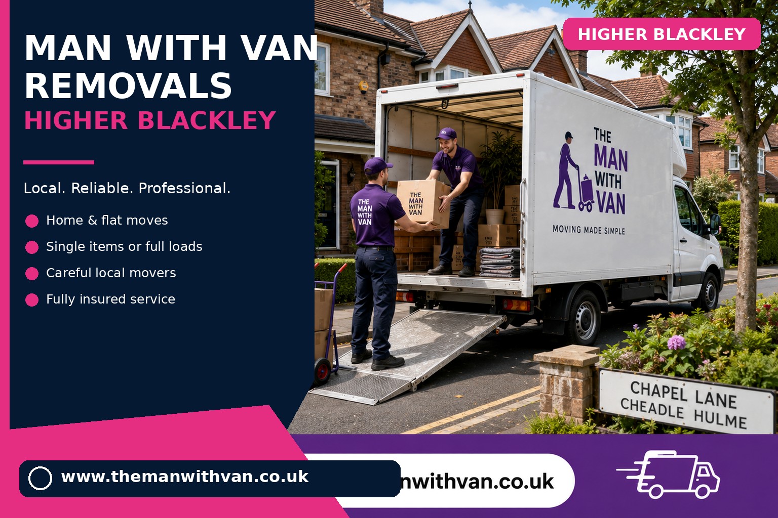 Removal van ready for a Higher Blackley M9 house removal