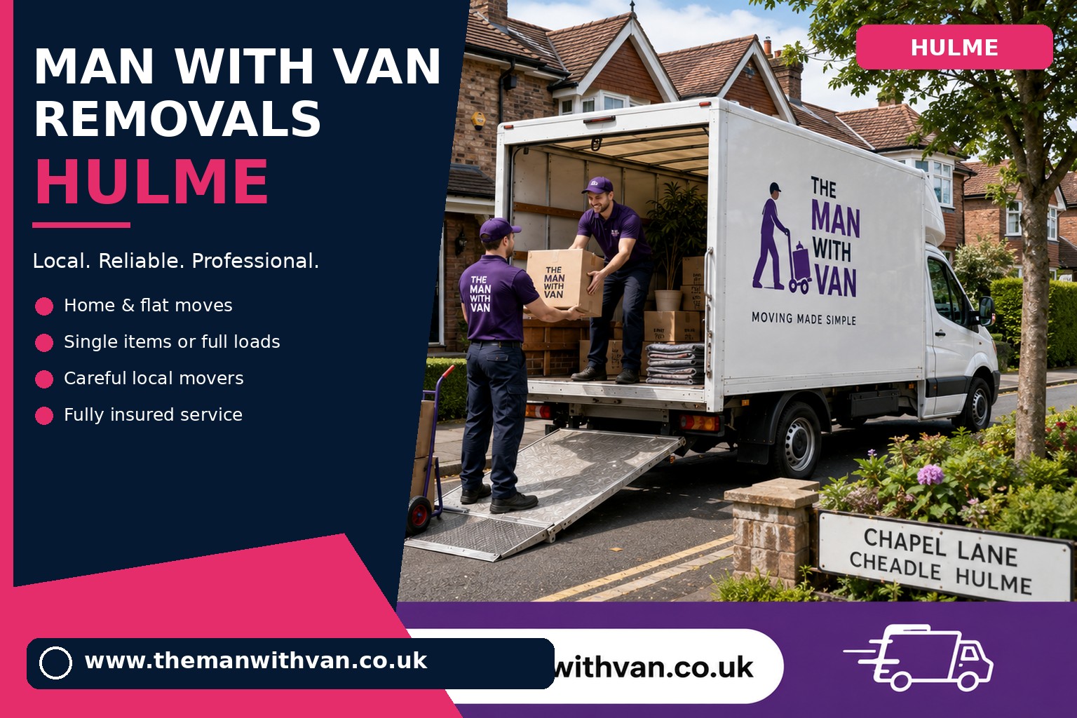 Removal van ready for a Hulme M15 apartment move