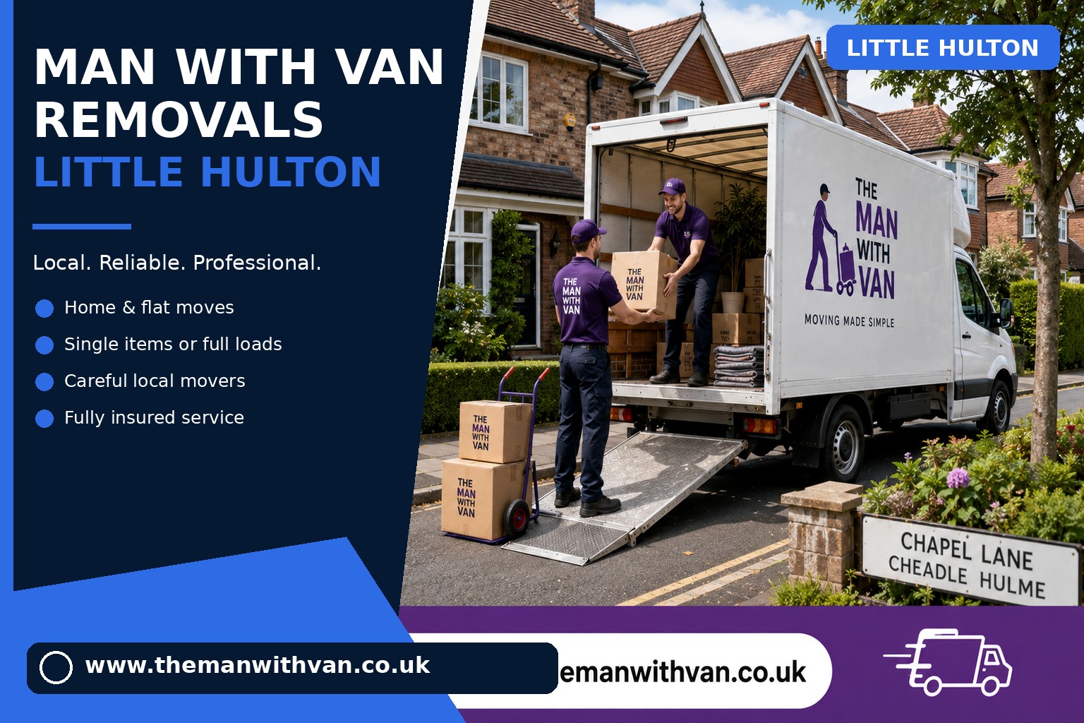 Removal van ready for a Little Hulton M38 house move