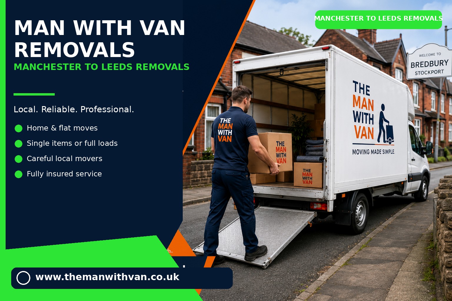 Van ready for a Manchester to Leeds removal over the M62