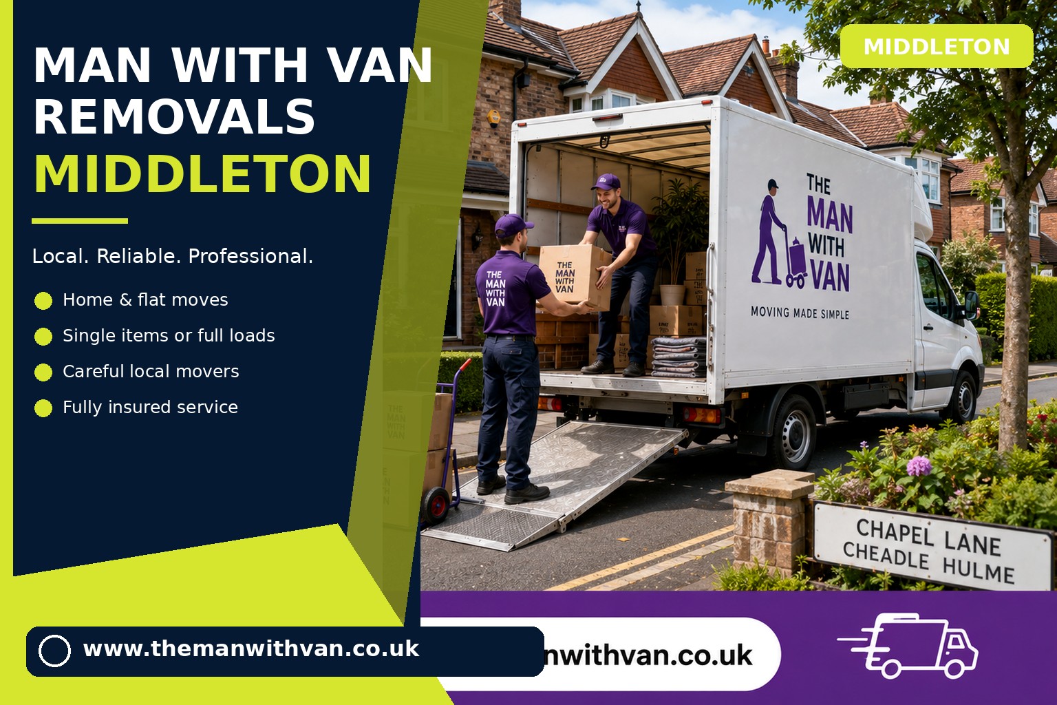 Removal van ready for a Middleton M24 house move