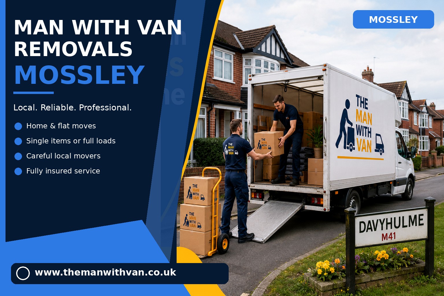 Removal van ready for a Mossley home move