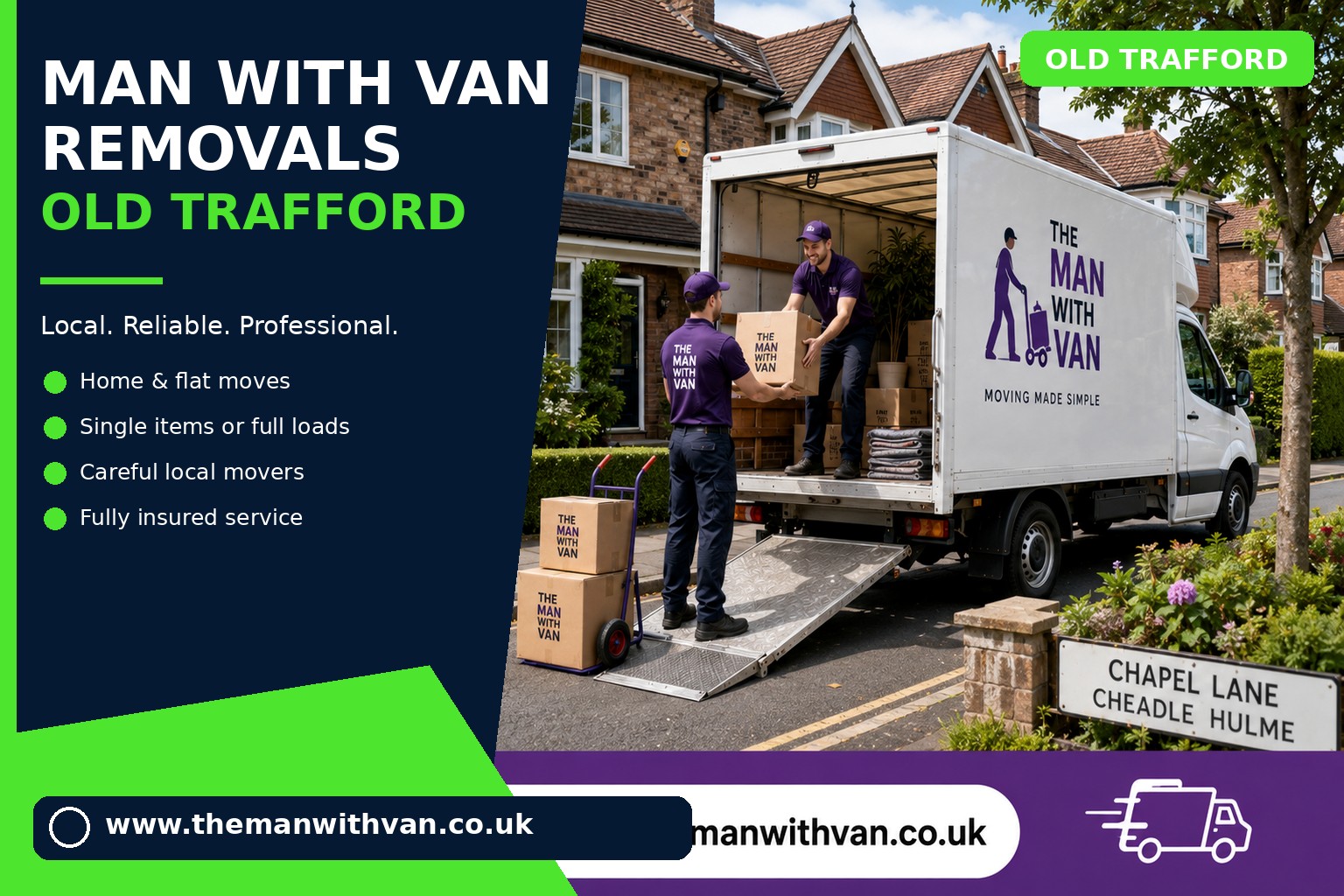 Removal van ready for an Old Trafford M16 move