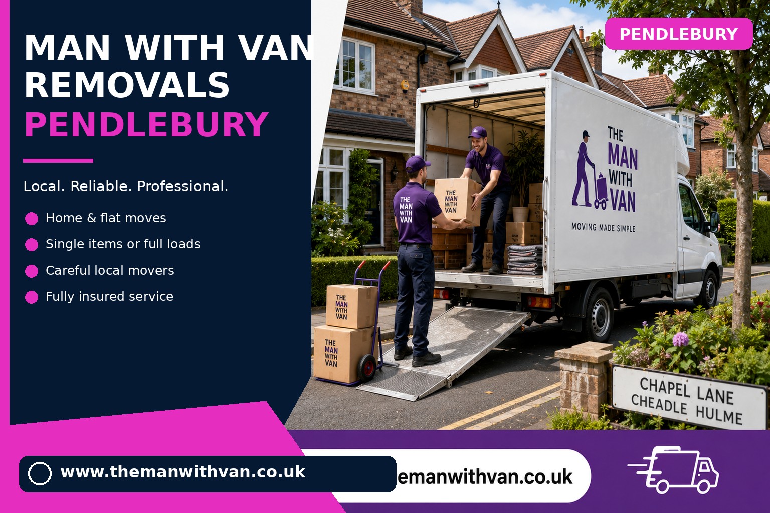 Removal van ready for a Pendlebury M27 house move