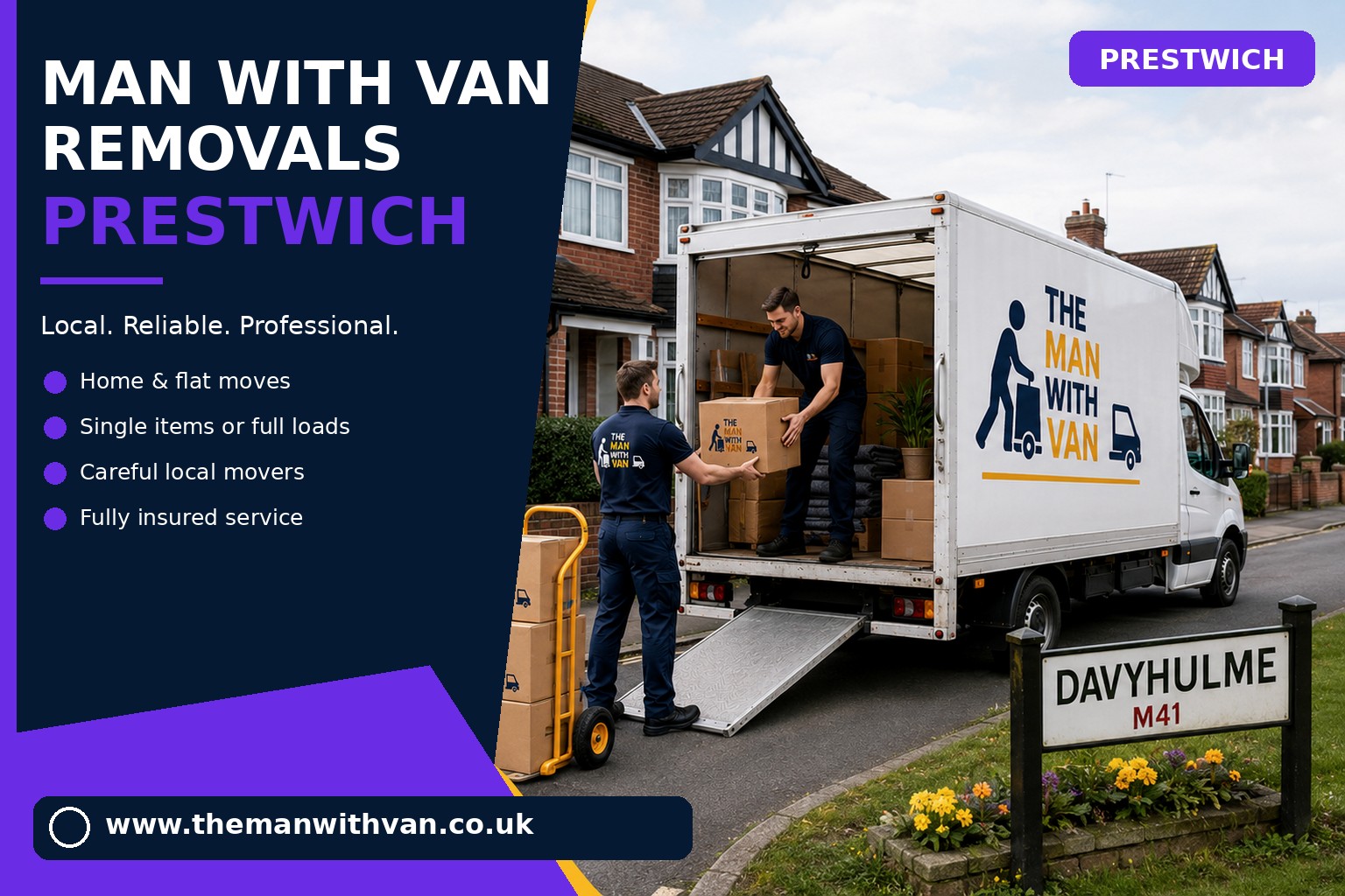 Removal van ready for a Prestwich house move