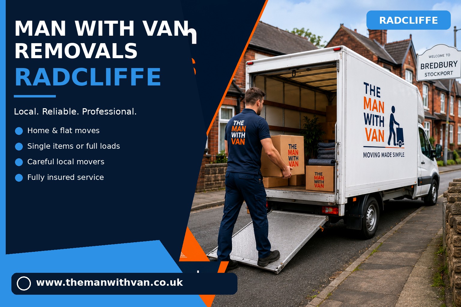Removal van ready for a Radcliffe M26 flat move