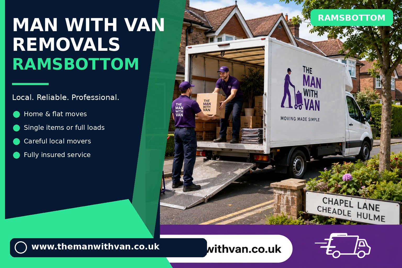 Removal van ready for a Ramsbottom house move