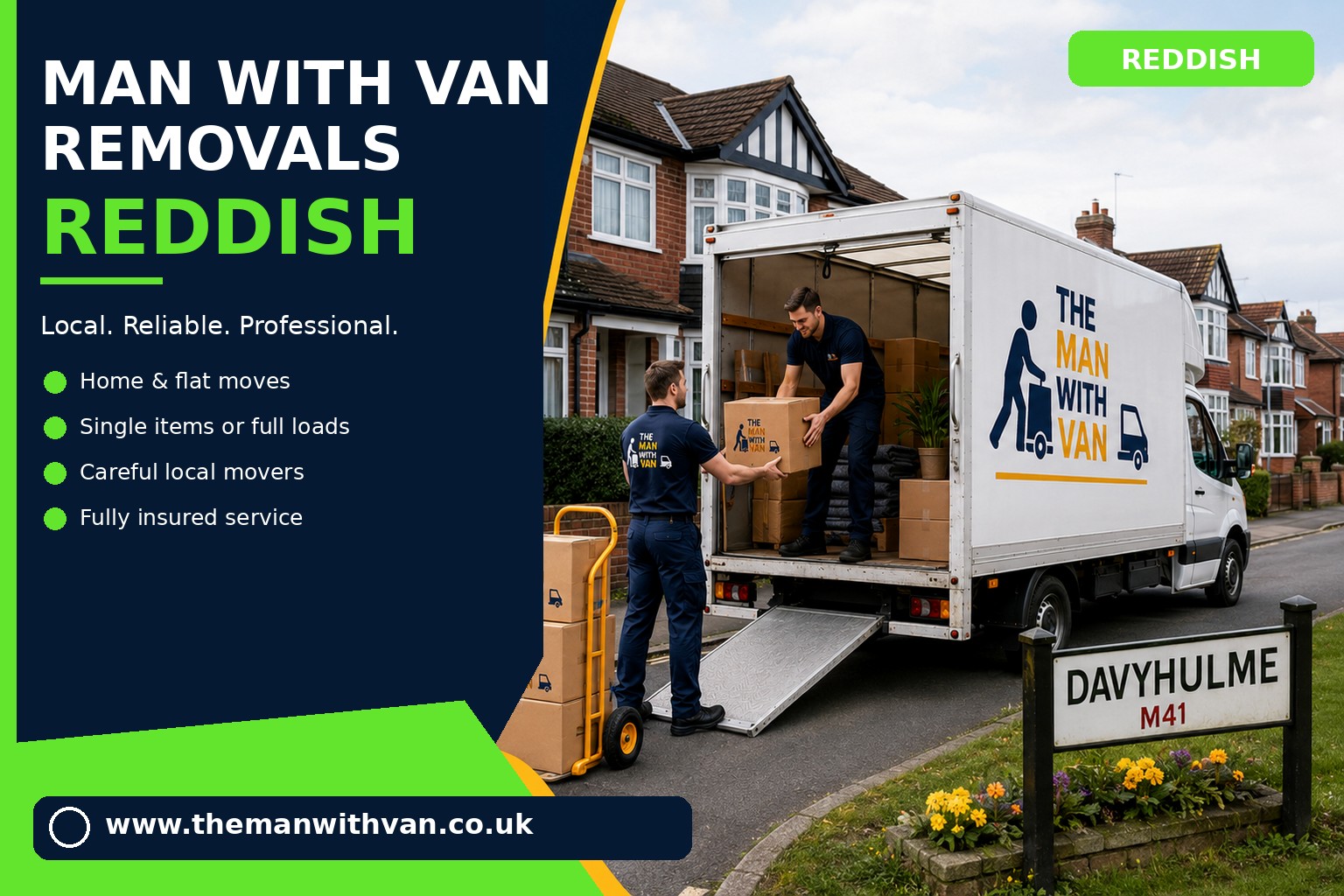Removal van ready for a Reddish house move