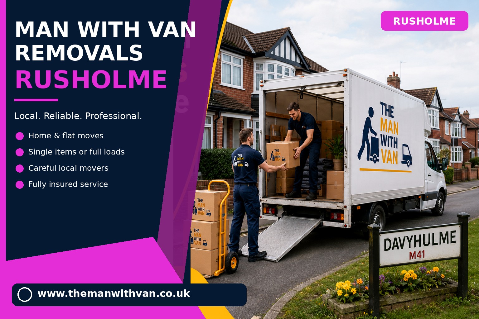 Removal van ready for a Rusholme M14 student move