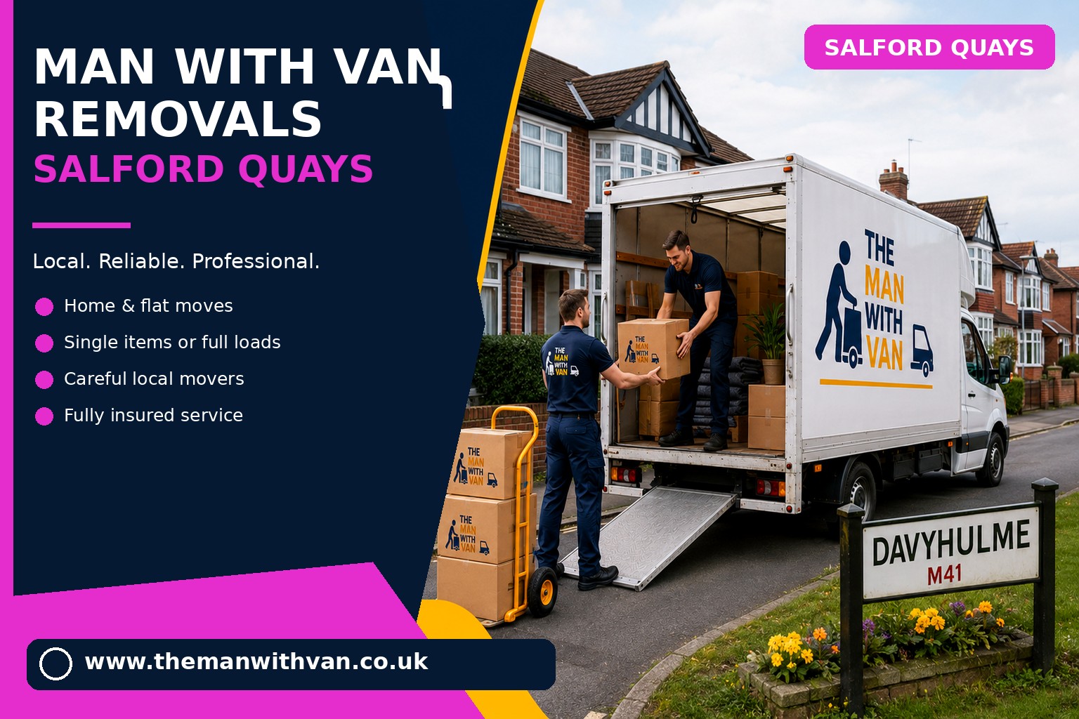 Removal van ready for a Salford Quays apartment removal
