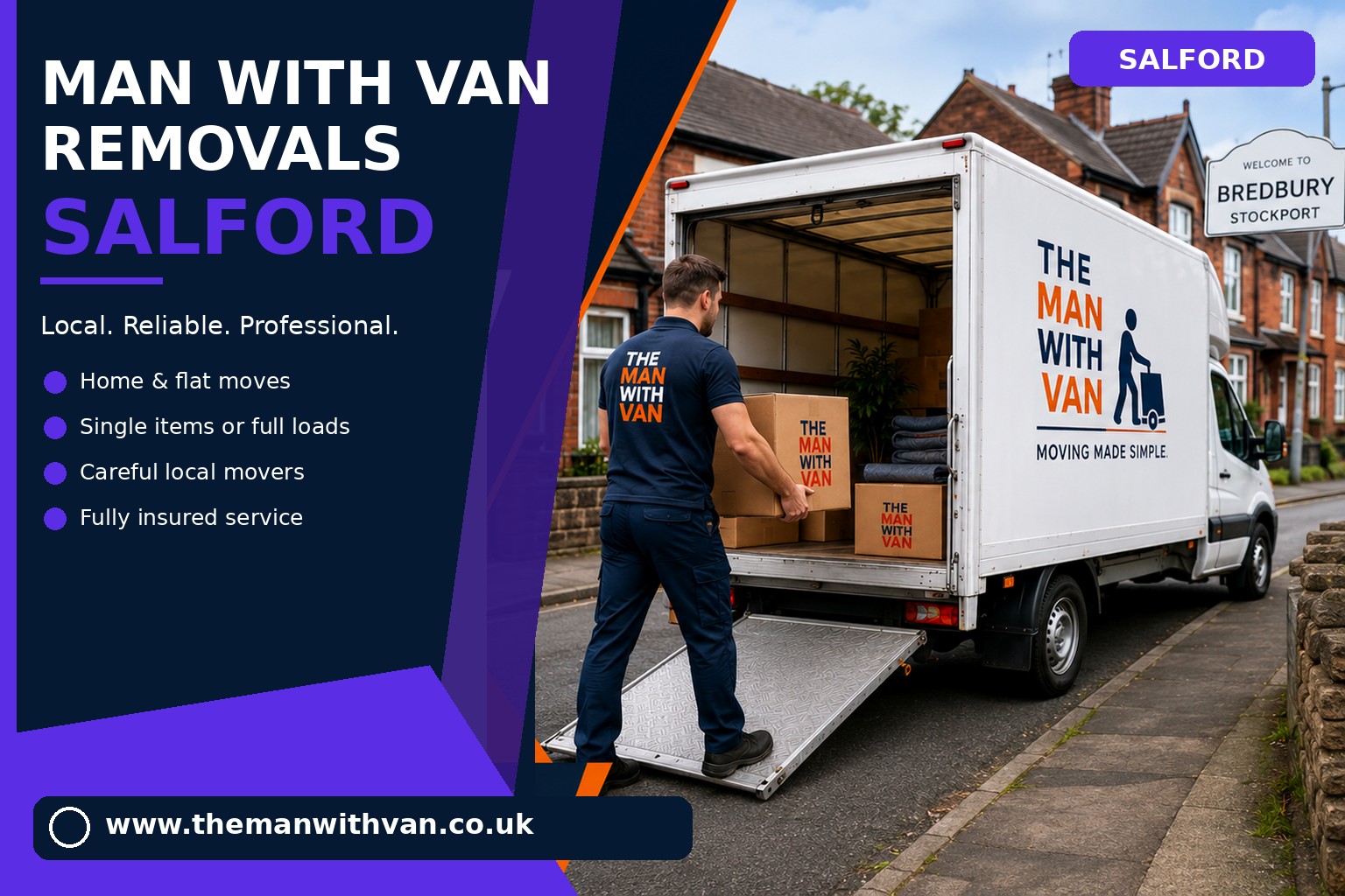 Removal van ready for a Salford house move