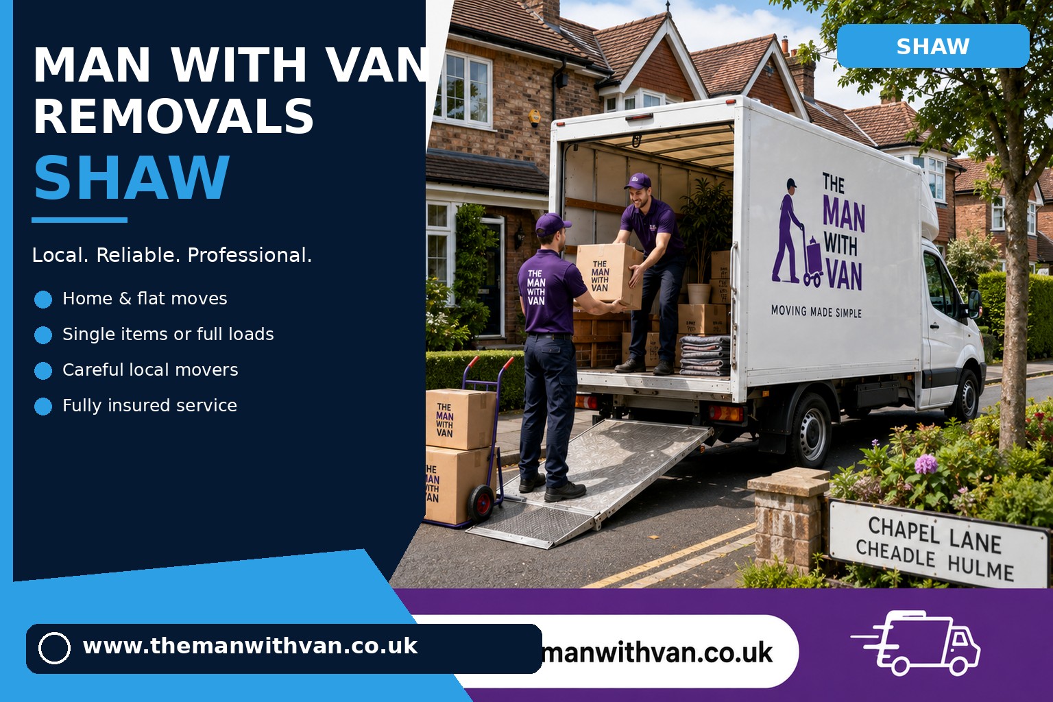 Removal van ready for a Shaw OL2 flat move