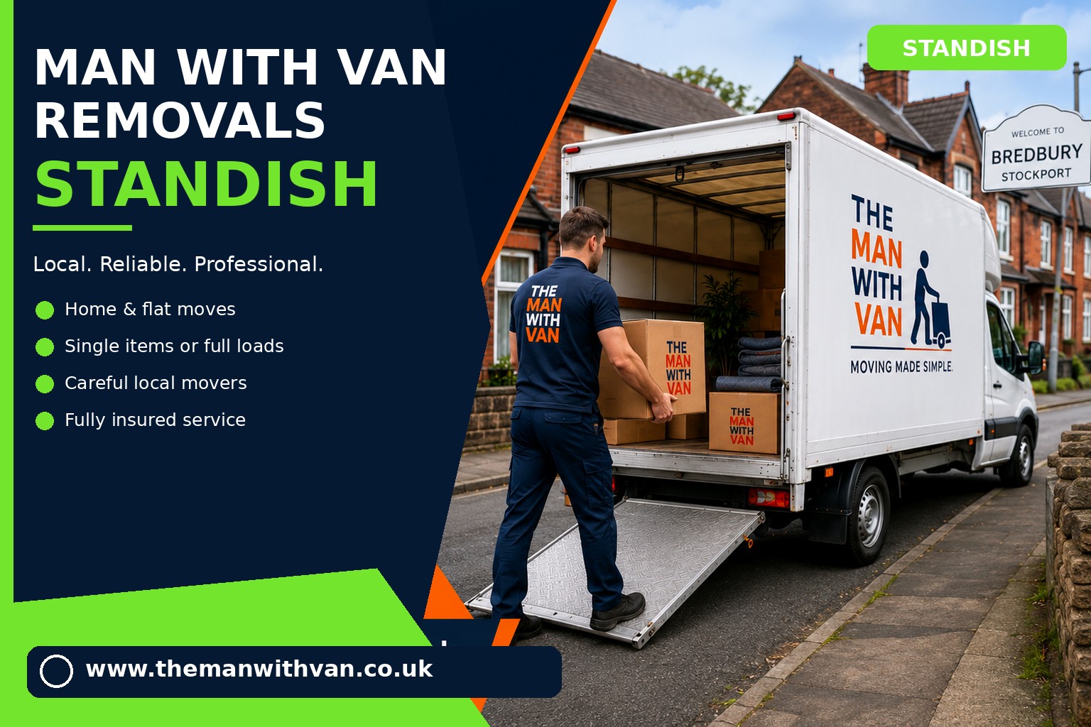 Removal van ready for a Standish WN6 flat move