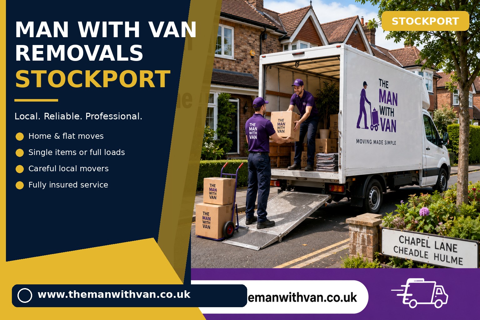 Removal van ready for a Stockport house move