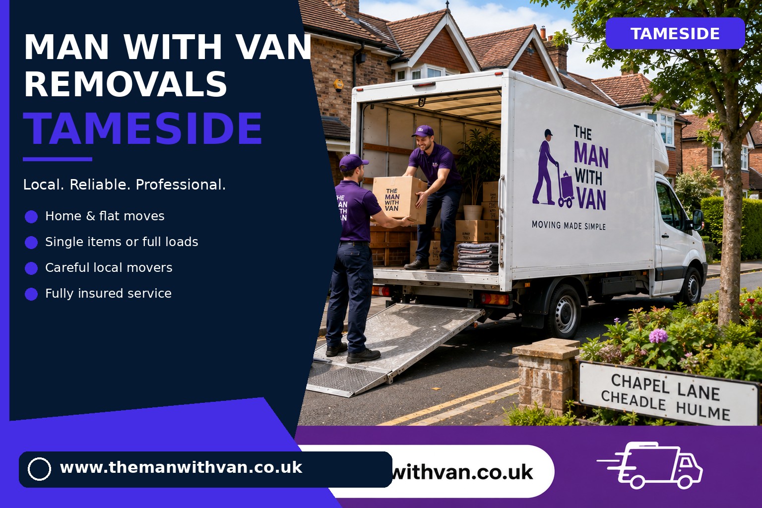 Removal van ready for a Tameside house move