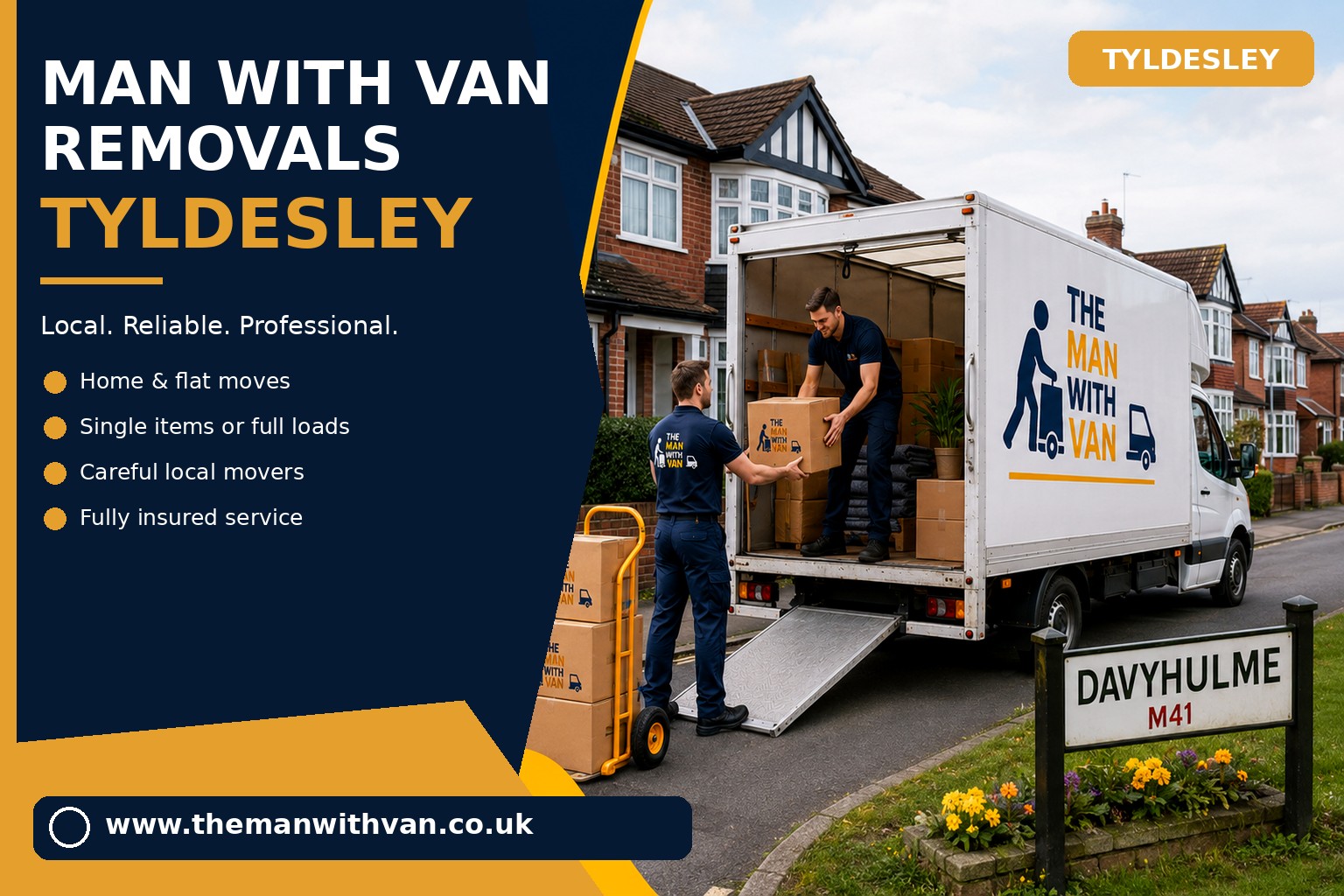 Removal van ready for a Tyldesley M29 house move