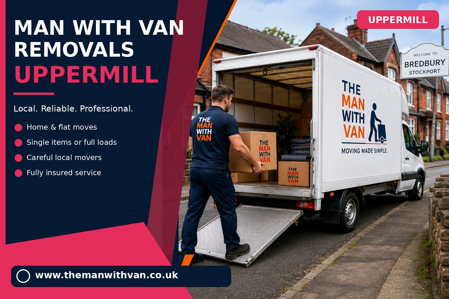 Removal van ready for an Uppermill OL3 flat move