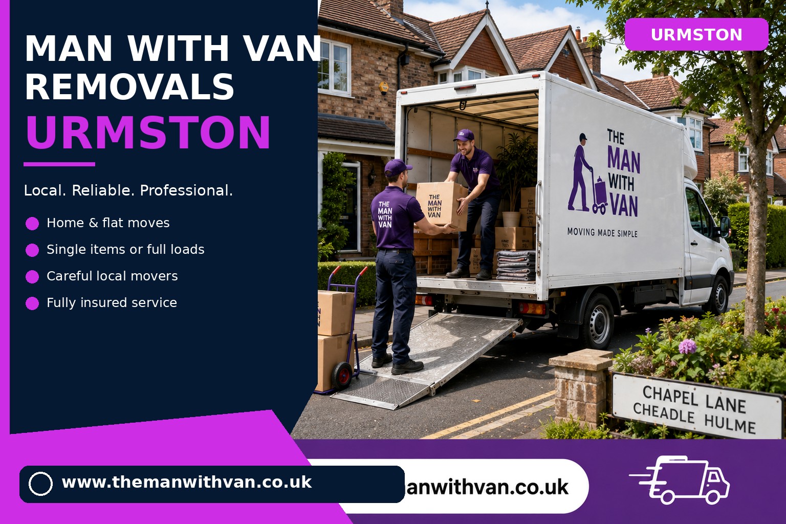 Removal van ready for an Urmston house move