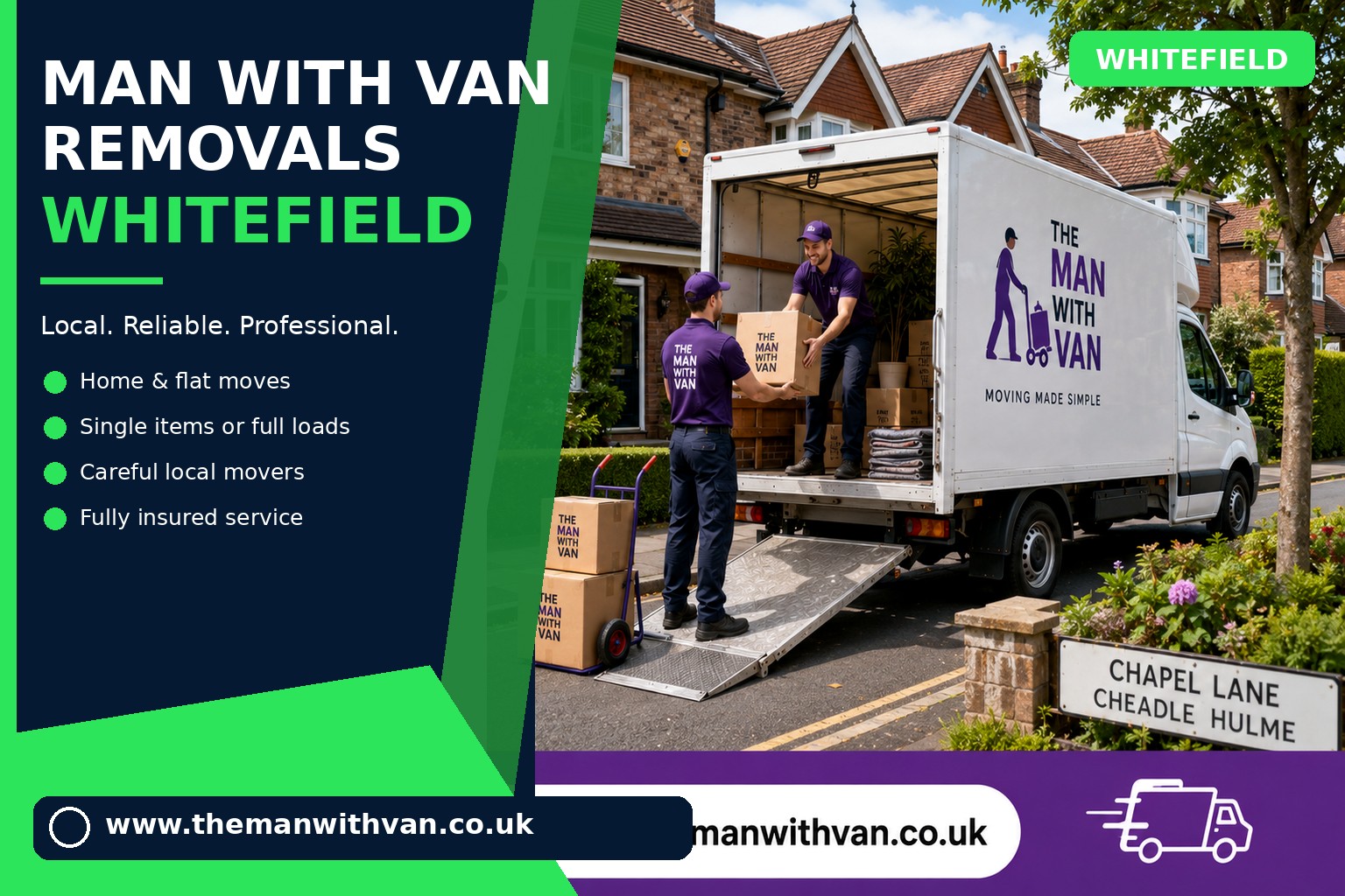 Removal van ready for a Whitefield house move