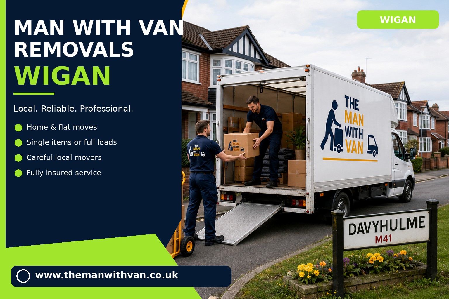 Removal van ready for a Wigan house move