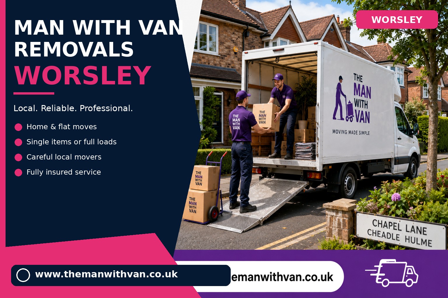 Removal van ready for a Worsley M28 house move