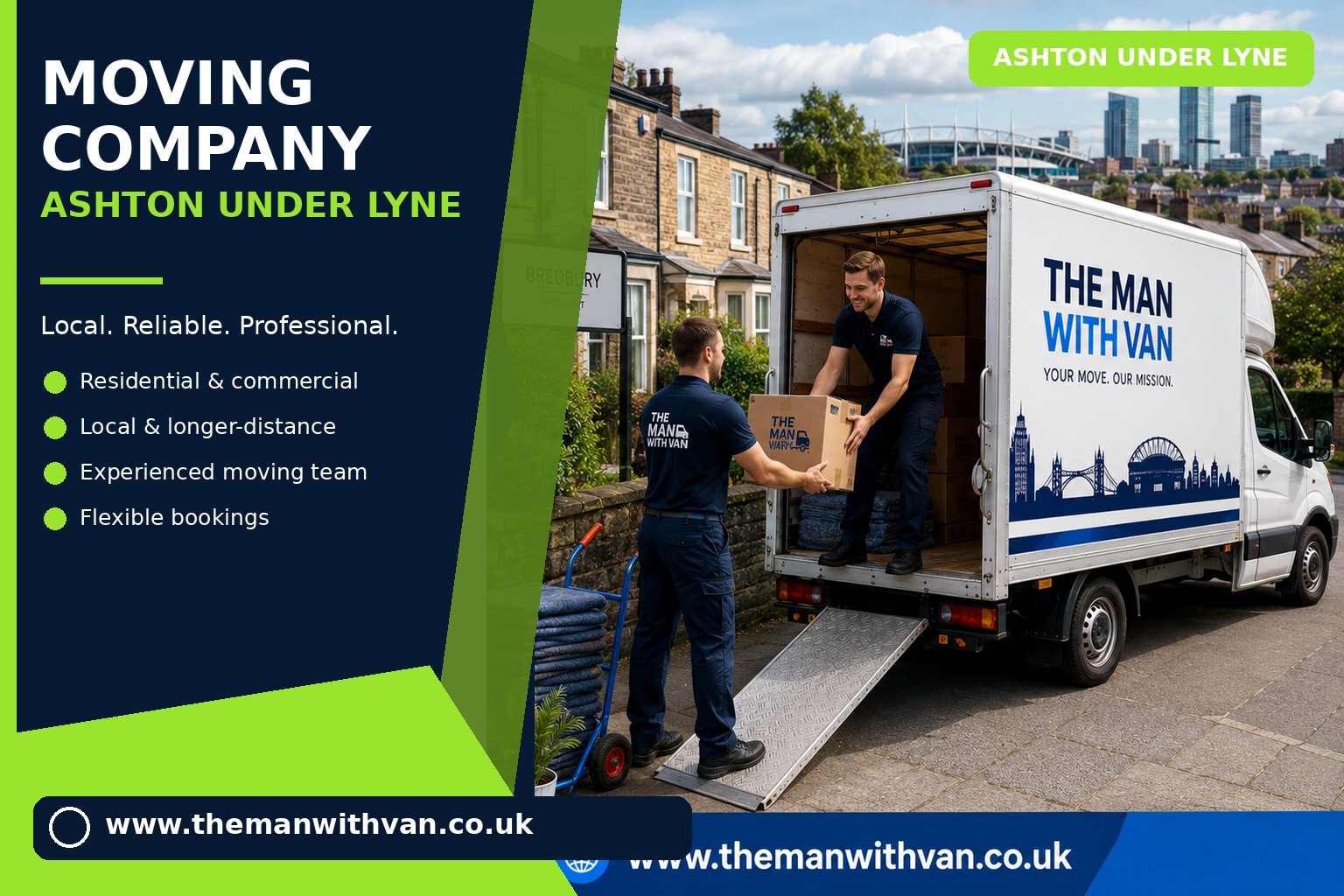 Ashton-under-Lyne movers loading boxes and furniture into a van