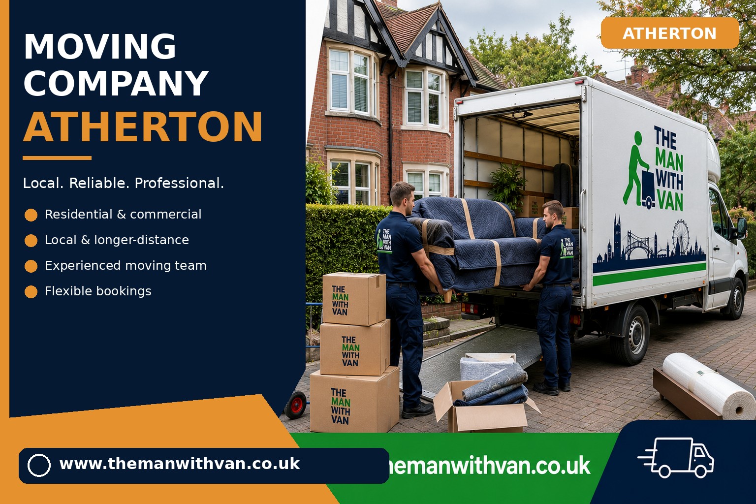 Atherton movers loading boxes and furniture into a van