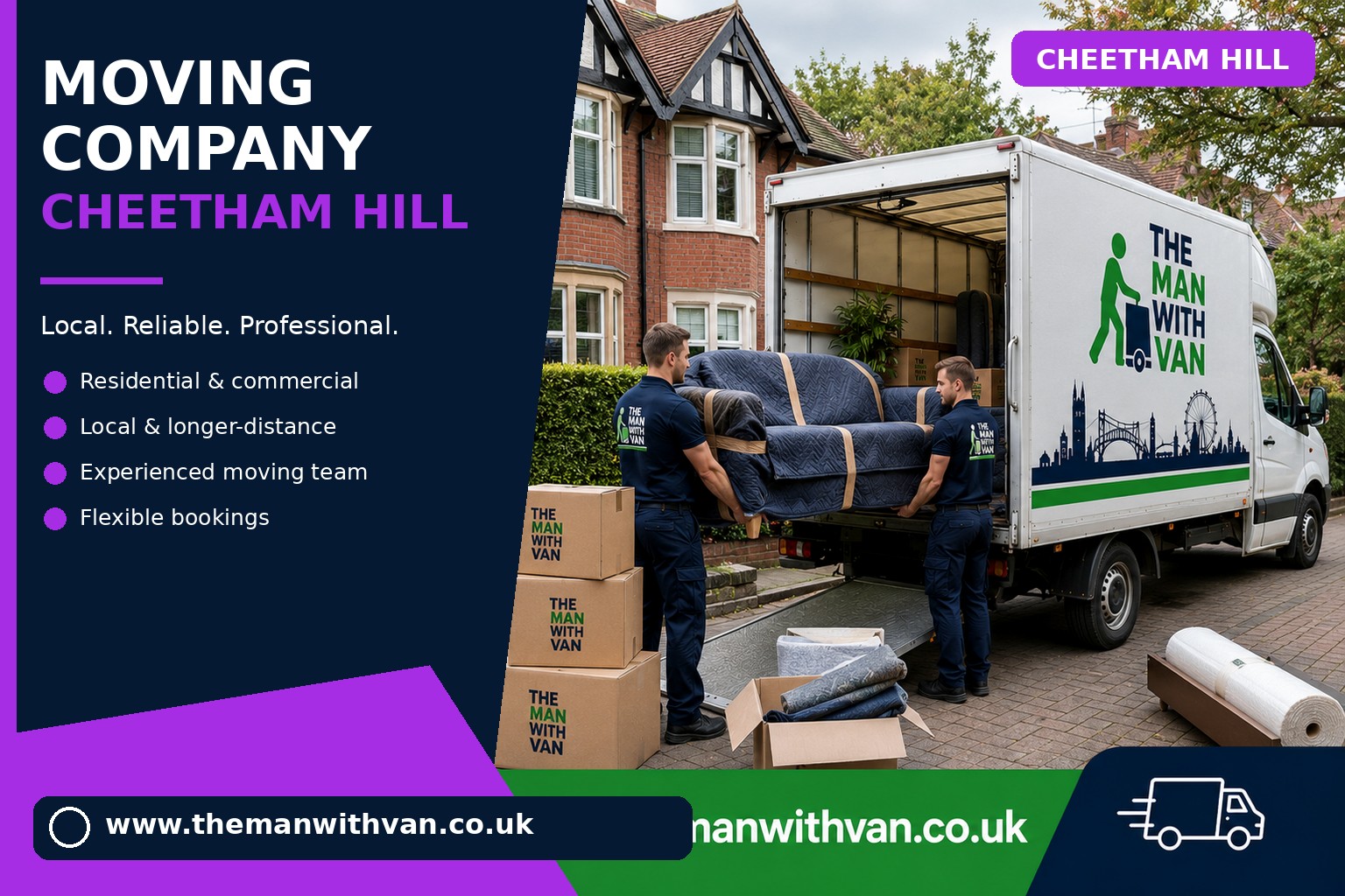Cheetham Hill movers loading boxes and furniture into a van
