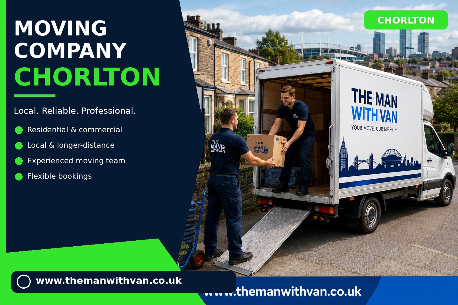 Chorlton movers loading boxes and furniture into a van