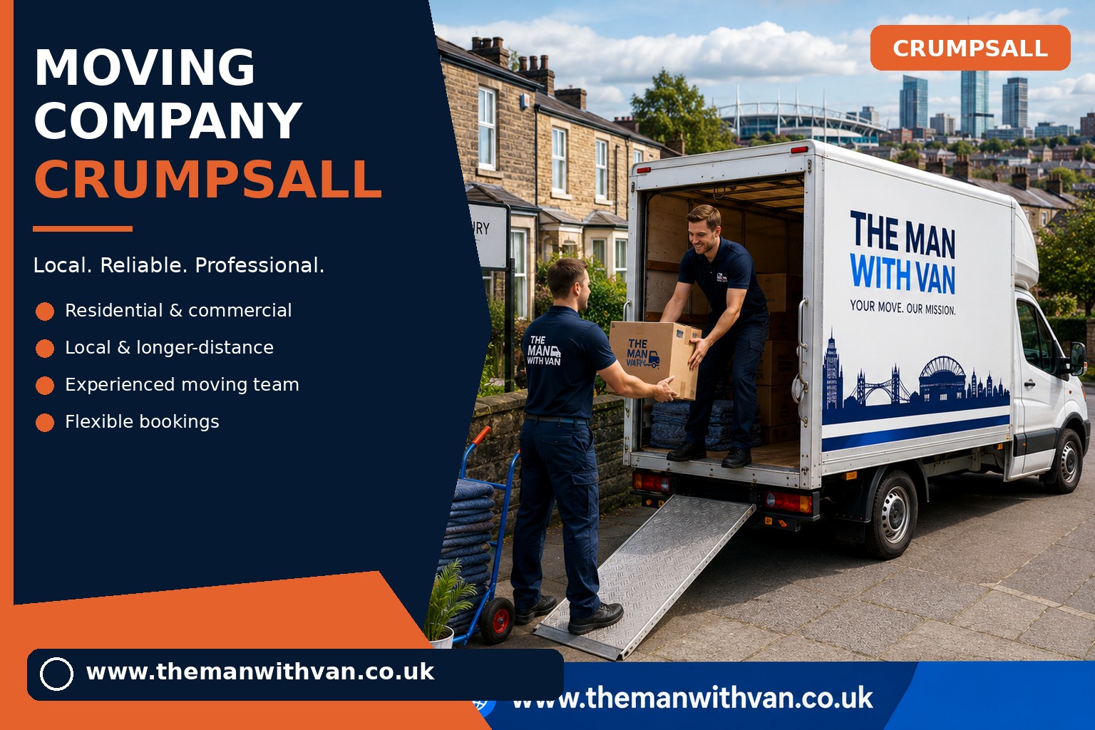 Crumpsall movers loading boxes and furniture into a van