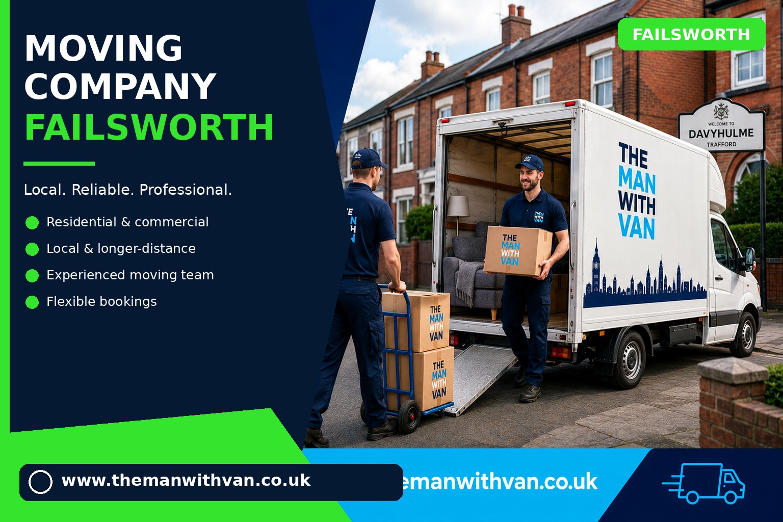 Failsworth movers loading boxes and furniture into a van