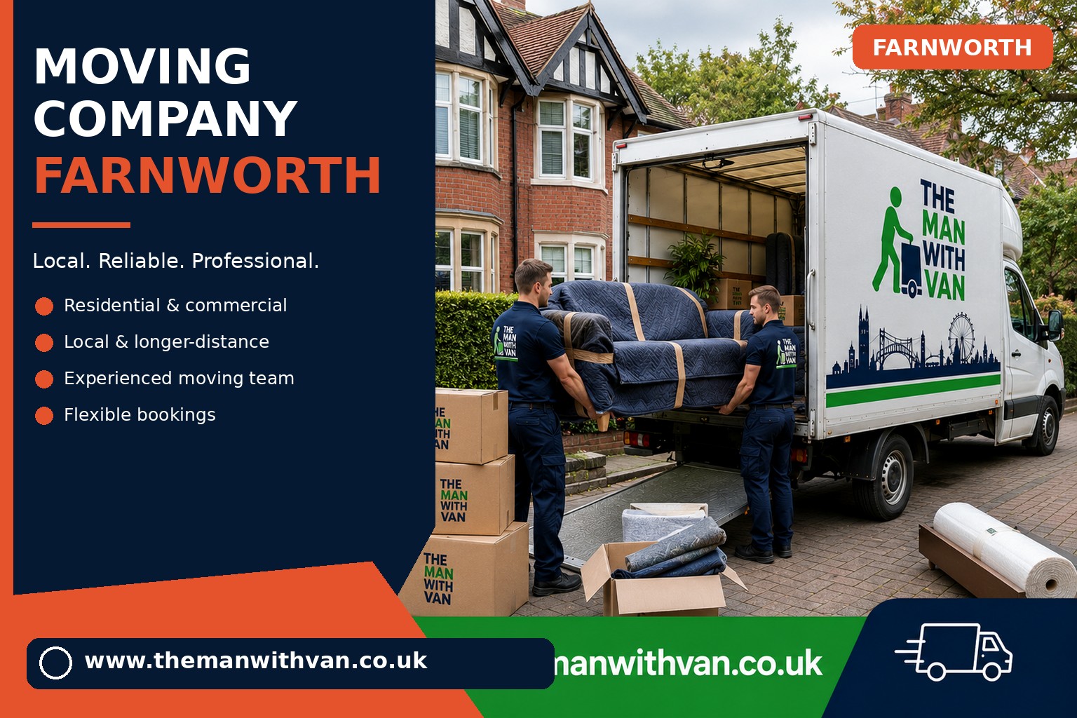 Farnworth movers loading boxes and furniture into a van