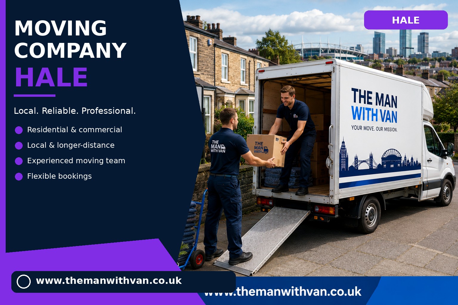 Moving team loading boxes and furniture for a Hale removals job