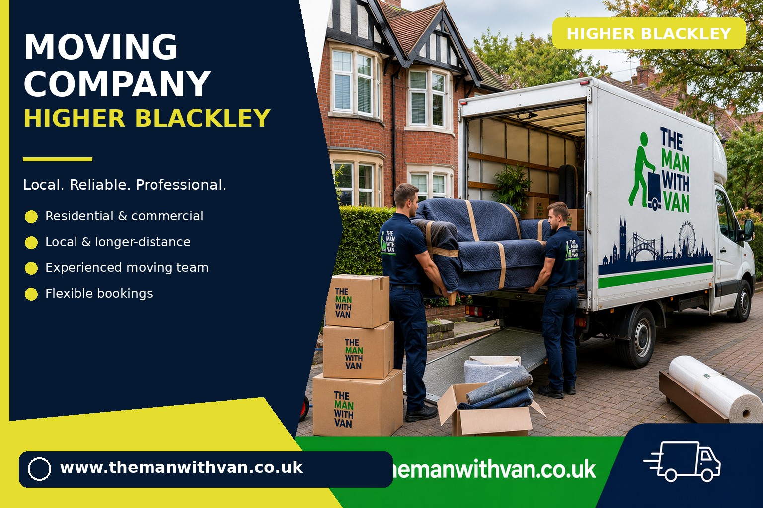 Higher Blackley movers loading boxes and furniture into a van